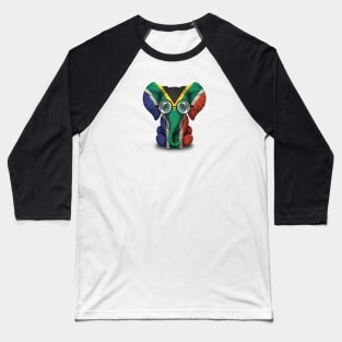 Baby Elephant with Glasses and South African Flag Baseball T-Shirt